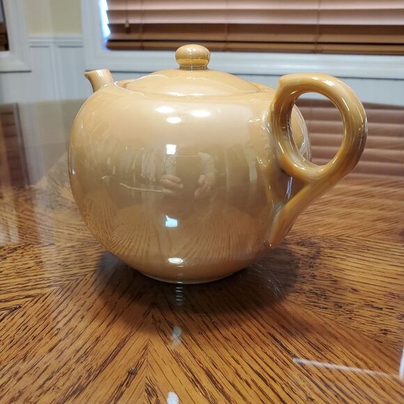 Butterscotch Peach Orange Lusterware Glazed Elite Japan Teapot - Picture 5 of 12